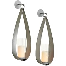Touch of Class Pharos Wall Sconce Pair Handcrafted Steel - Glass Hurricane - Set of 2 - Metal Sconces Holder for Bedroom, Bathroom, Living Room, Kitchen Walls