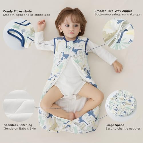 Image of Duomiaomiao 2.5 TOG Baby Sleep Sack 100% Cotton Winter Baby Wearable Blanket, Warm Quilted Comfy Toddler Sleeping Bag