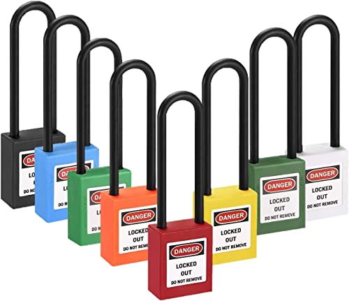 Image of PA Lockout Tagout Locks with Hasps, Loto Tags and Safety Padlocks 37x45mm /1.46x1.77 inch（WxH Keyed Different Loto for Lock Out Tag Out Black 3Pcs