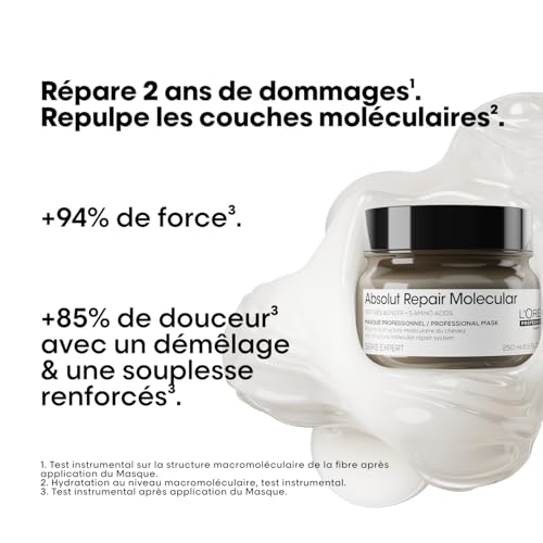 ’Oréal Professionnel Routine Réparatrice Absolut Repair Molecular pour Tous Types de Cheveux Abîmés Répare de Dommages en Une Application Formule brevetée Shampoing + Sérum + Masque - vue 10