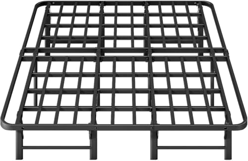 ZIYOO Heavy Duty California King Folding Bed Frames 12" High Mattress Foundation, Metal Platform Cal King Bed Frame, No Box Spring Needed, Easy Assembly, Noise Free-Black