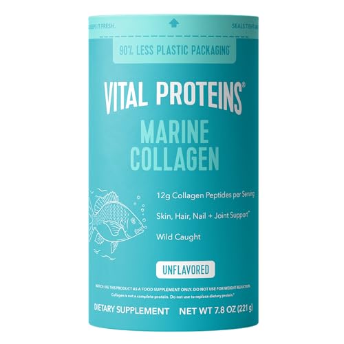 Vital Proteins Marine Collagen Peptides Powder Supplement for Skin Hair Nail Joint - Hydrolyzed Collagen - 12g per Serving - 7.8 oz Canister 18 Servings (Pack of 1)