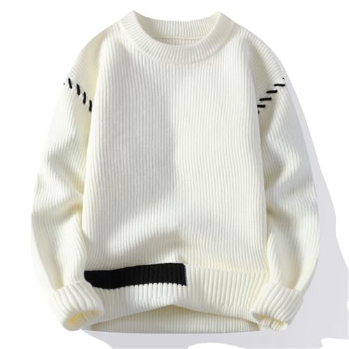 Men Pullover Korean Style Knitted Sweater Men Casual Warm O-Neck Patchwork Knitwear Pullovers3