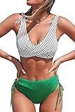 Diseño: El conjunto de bikini cruzado está compuesto por un top de bikini cruzado y una braguita de baño. El diseño cruzado acentuará su busto. Los pantalones de cintura alta disimulan tu vientre y muestran tu esbelta figura.