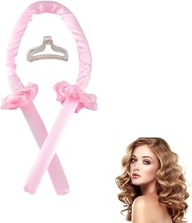 Heatless Curling Rod Headband, Silk Curls Headband,Satin Curling Rod, Styling Kit with Hair Clips and Scrunchie (pink, Medium)