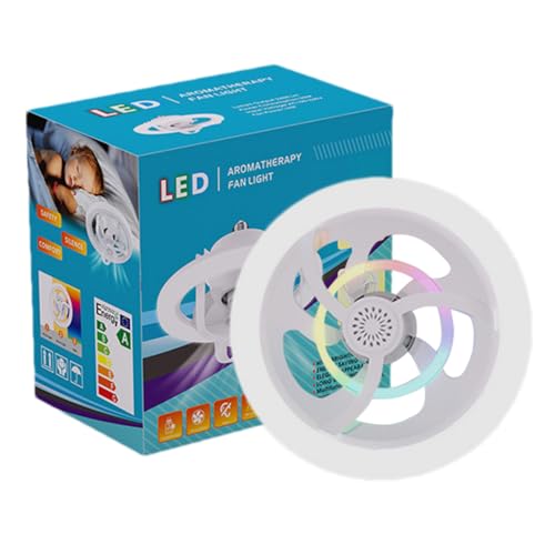 Luz de ventilador de socket, ventilador de techo de enchufe, Ventilador de techo LED de 50W con luces, Ajustable de 3 velocidades, 16 colores de iluminación, soplador silencioso, rotación de 360 ​​gra