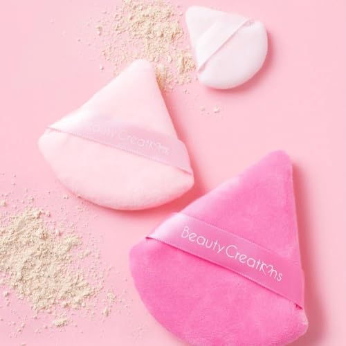 Image of triangle puff, pizza puff makeup Puff The Perfect Trio | 3 Set of Pink triangle puff for Makeup Sponges | for Foundation, Liquid, Cream, Powder, Beauty Gift Set Woman, Girl