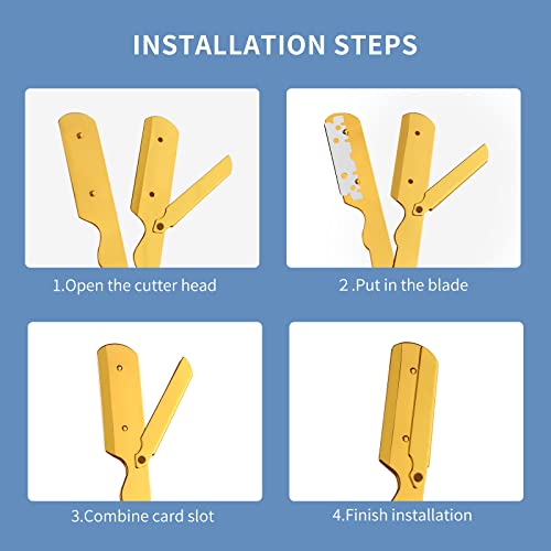 Professional Barber Straight Edge Razor, Folding Men's Manual Razor For Barbershop Salons Close Shaving Beard Mustache Shaving Grooming (Gold) #TOP4