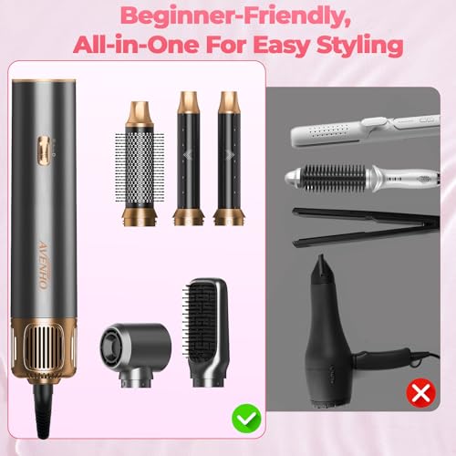 Image of 5 in 1 Hot Air Styler, Hair Dryer Brush with Auto Wrap Curlers, 3 Heat Settings, Fast Drying & Volumizing - Includes Curling Barrels & Straightening Comb (Charcoal)
