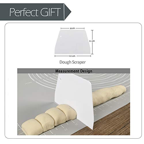 SUPER KITCHEN Rutschfeste Backunterlage Antihafte Backmatte Silikon Groß 71 x 51cm Teigunterlage Ausrollmatte XL Silikonmatte Fondant Pizza Teigmatte mit Teigschneider- Epoxidharz Resin Matte (Grau)