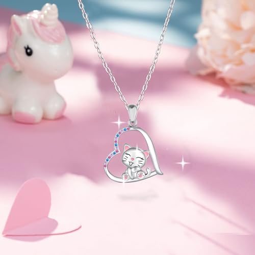 Cute cat necklace, pendant necklace for girls, for girls, boys, sons, granddaughters, birthdays, Christmas, graduation gifts, jewelry for girls over 3 years old.4