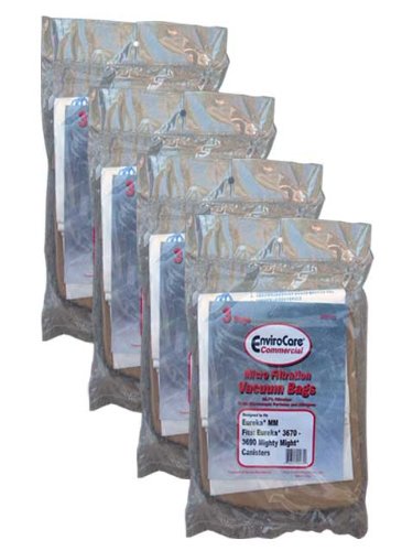 12 Eureka Style MM Commercial Bags Allergy Mighty Mite Vacuum, Canister Limited, Sanitaire Vacuum Cleaners, 3670, 3680, 3690, 602695, 60295B, 60295-12, 60296, 60296-12(filteraire), 60297-10, S3681B, SC3683A, SC3686A