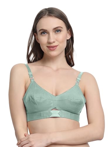 Image of VSTAR Queen U Black CLR Soft Cotton Bra for Women | Wirefree, Single Layered Seamed Cups | Adjustable Straps | Comfy Non Padded Bra 32 | Cool Grey