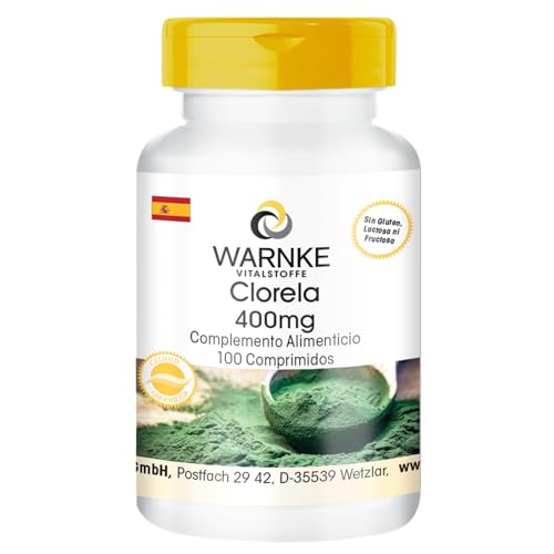 Chlorella 400mg – Alga Chlorella pyrenoidosa en polvo – Alto contenido en clorofila y vitamina B12 – Vegana y sin aditivos – 100 comprimidos | Warnke Vitalstoffe - Calidad de farmacia alemana
