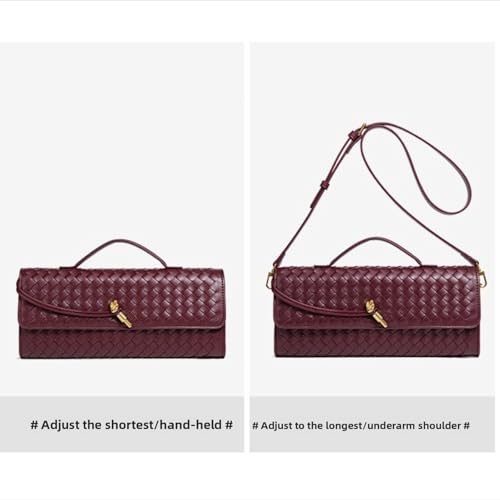 Women's Fashionable Woven Evening Gown Handbag Carrying PU Leather Handbag with Detachable Shoulder Strap Bag4