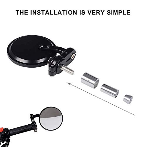 Zyhw Convex Mirror 7/8" Universal Adjustable Black Round Motorcycle Side Handle Bar End Rear View Mirror Pair For Harley Davidson Bmw Honda Kawasaki Suzuki #TOP2
