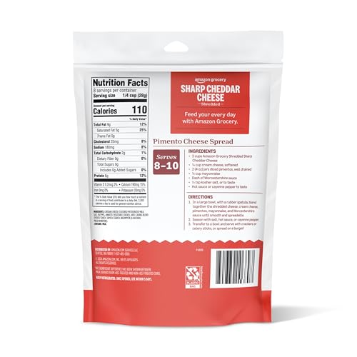 Amazon Grocery, Shredded Sharp Cheddar Cheese, 8 Oz (Previously Happy Belly, Packaging May Vary)