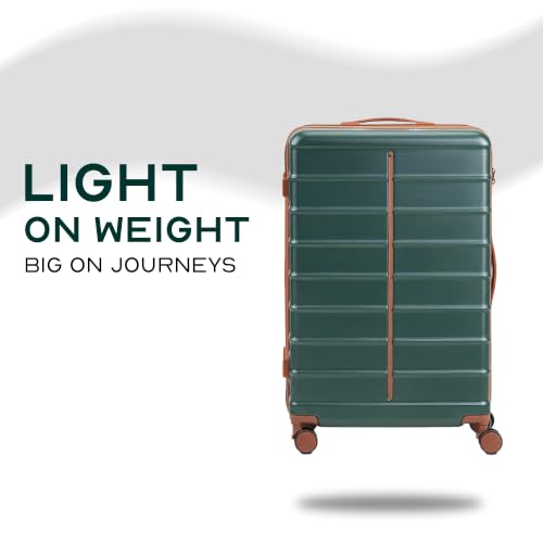 Image of Assembly Odyssey 28 Inch (75cm) Large Check-in Trolley Bag Hard Shell Polycarbonate Suitcase Lightweight with TSA Lock 8 Spinner Wheels Green
