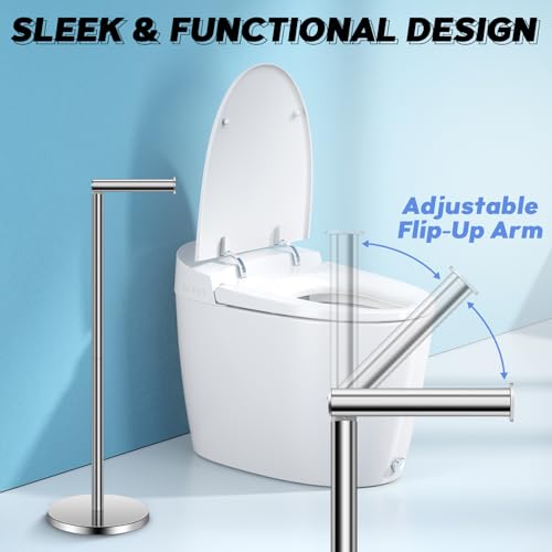 TACGEA Toilet Paper Holder Stand, Bathroom Toilet Paper Roll Holder Stainless Steel, Storage for 4 Rolls of Toilet Tissue, 2 Set Silver by TACGEA - Used condition - Image 3