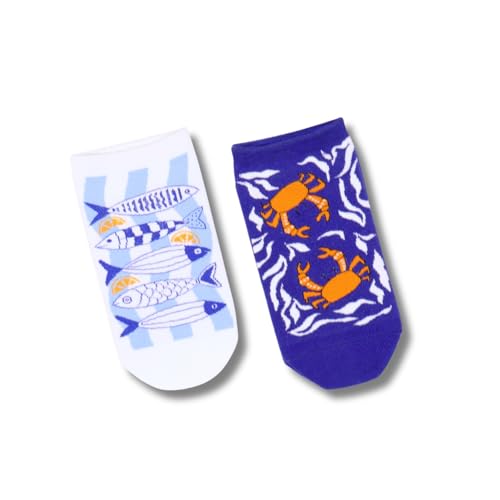 Image of THELA GAADI 100% Combed Cotton Funky Printed Socks for Girls & Women, Cute & Quirky Low Cut Ankle Length Socks, Odour Free, Breathable, Free Size, Pack of 2 Pairs