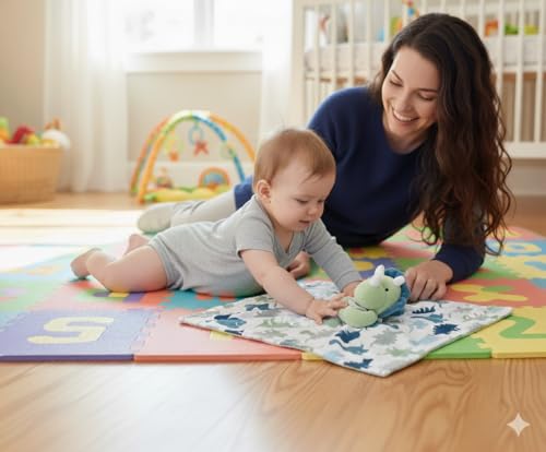 Image of Minky Animal Snuggler Lovey Blanket for Kids, Babies, Boys, Girls, Gender Neutral Security Blanket with Stuffed Animal (Dynamic Dino)