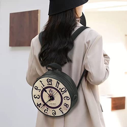Women Novelty Round Clock Shape Zippered Clock Purses for Women Tote Handbag Shoulder Bag, Gift for Mom Girlfriend4