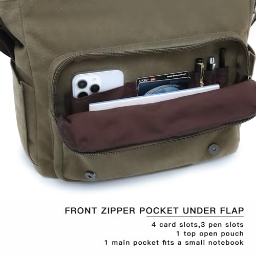 Large Vintage Canvas Messenger Shoulder Bag Travel Crossbody Purse Briefcase Business Bag for 15inch Laptop - Image 6