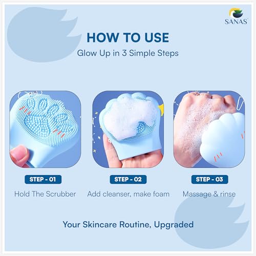 Image of Sanas Face Scrubber (2Pcs) Silicone Face Scrubber For Men & Women Soft Facial Cleansing Brush For Deep Pore Cleaning Reusable FaceScrubber For Women Face Cleanser Massage Scrubber (Pink,Blue) (2Pcs)