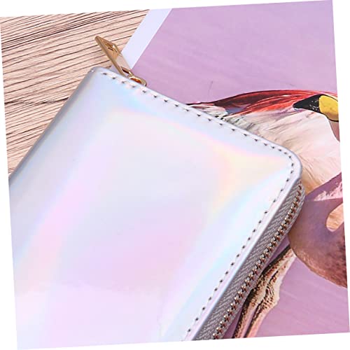 TENDYCOCO Female Clutch Bag Iridescent Women's Wallet Zipper Coin Pocket ID Slot Stylish Silver Long Wallet3
