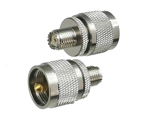Adaptador UHF PL259 macho a mini UHF hembra de latón recto para cable coaxial, 10 uds 2