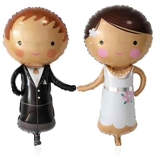 CATZUM 2 Pièces Ballons en Aluminium Décoration Mariage, Gonflable Just Married pour Couple de Mariée, Fiançailles, Saint-Valentin, Fête, Ballons Mariage...