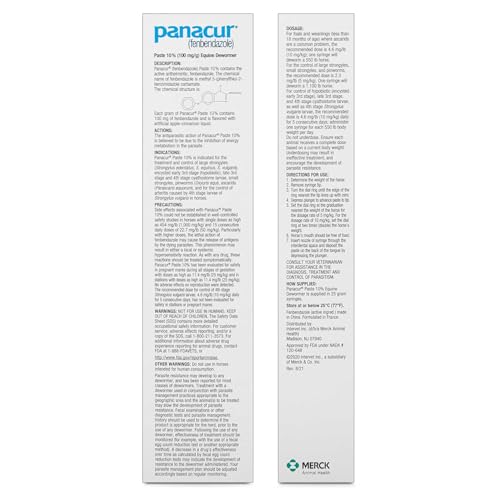 Panacur (3 Pack) Dewormer Horse Paste 10%, 100mg Each