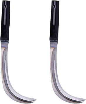 13 Inch Scythe Mowing Knife with Sharp Rustproof Steel Blade for Gardening Weeding and Lawn Care with Comfortable Grip