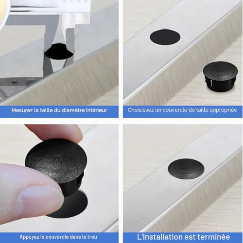 EORPAVU Lot de 10 capuchons de protection pour meubles - En plastique - 30 mm - Pour trous de meubles - Noir – vue 4