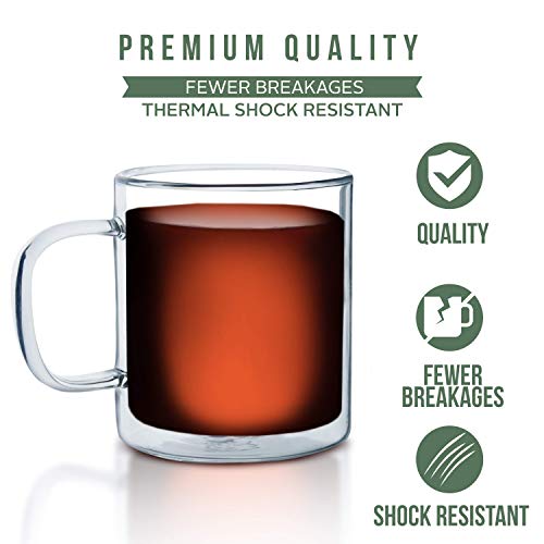 Parkbrew Double Walled Glass Mugs - Includes Set Of 2 Coffee Cups, 14. Oz. Capacity With Double Wall Glass To Retain Heat In These Large Borosilicate Glass Coffee Mugs #TOP3