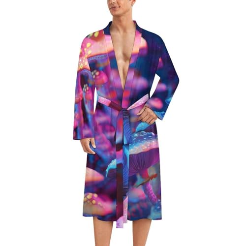 Bata de baño para hombre ropa de dormir ligera de manga larga hasta la rodilla suave