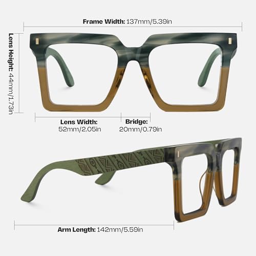 Image of Zeelool Vintage Square Eyeglasses Frame for Men with Non-prescription Clear Lens ZJGX320783