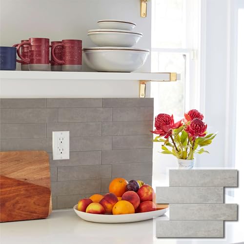 W&S 10-Sheet Peel and Stick Matte Warm Grey Subway Tile,Stick