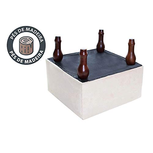 Puff Banqueta com Espuma 40x40cm Quadrado Suede Decorativo Pés Madeira BF Colchões