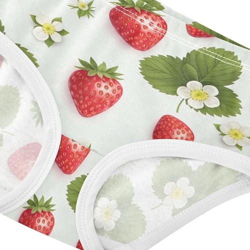 Cotton Toddler Girls Underwear Cartoon Strawberries White Floral Panties Little Girl Funny Briefs Kids Undies 2t4