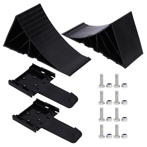 KIMISS Heavy Duty Black Wheel Chock High Stability Tire Blocks for Car Travel Trailers RV, 2PCS