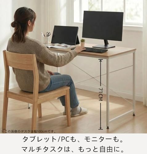 タピパンダ＼TAPI PANDA パソコンデスク 勉強机 幅140/60/80/100/120㎝ フレームはマグネット対応 組立簡単 テレワーク 在宅勤務 学生 pcデスク シンプル設計 (ホワイト, 幅120ｘ奥行60㎝) [4]