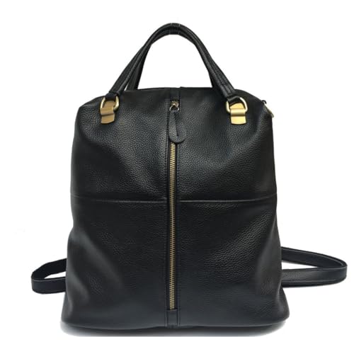 Sac à bandoulière en cuir de vachette noble, couche de tête noire pour dames