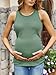 FMEYOA Slim Fitting Tank Tops for Maternity Summer Shirt Fashion Pregnancy Blouses Light Green XXL