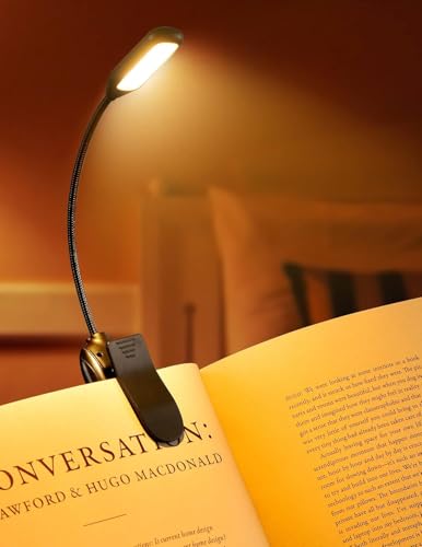 Image of XERGY Book Lights for Reading at Night in Bed, 80 Hours Runtime Rechargeable Reading Lights for Books in Bed, 3 Brightness Levels x 3 Color Temperatures, Lightweight