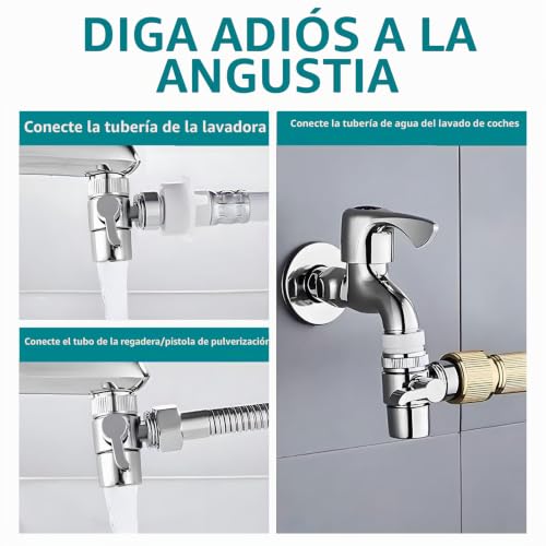 Miniatura 4 de Válvula De Divisor De 3 Vías Sba021 Con Adaptador De Grifo M22 A M24, Repuestos De Grifo De Para Cocina Y Baño, Instalación Rápida Y Fácil, Tuerca Giratoria Fácil De Instalar