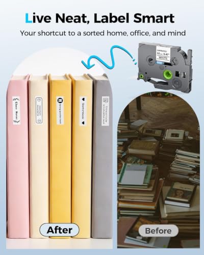 Image of Colorty Label Maker Tape 12mm 0.47 inch Laminated White Label Tape TZe231 | 5Pack Replacement for Brother P-touch Label Tape TZe-231 TZ Tape 1 /2 inch Compatible with Ptouch D220 D210 H110 D200 D400 PT-1280