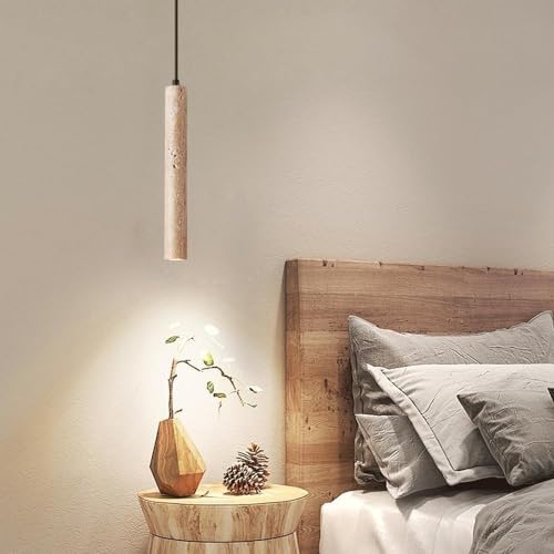 Lámparas colgantes de mármol lineales con luces LED para techos de madera en cocinas modernas 5