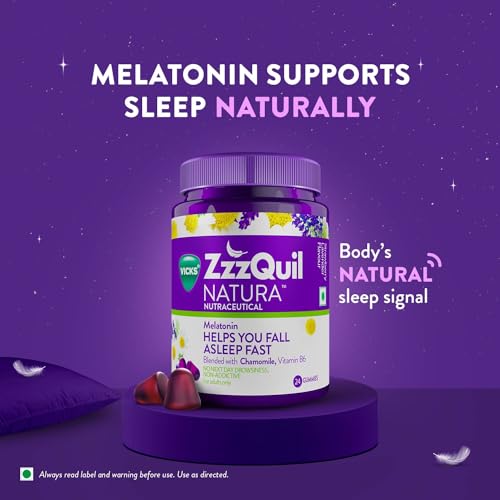 Vicks Zzzquil Natura, 48 Gummies (24 X 2), Melatonin Sleep-Aid Gummies, Non-Addictive, Natural Strawberry Lavender Flavor, Ultimate Sleep Support