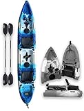 Brooklyn 13.0 Tandem 3-Piece Modular Kayak by BKC, 2-Person Sit-on-Top kayak, Dual Flipper Drives, Rudder Steering, Rod Holders, Ample Dry Storage